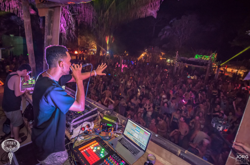 Oakland-based hip hop artist Lafa Taylor stokes the crowd at Envision Festival. Photo courtesy of Jorgensen Photography