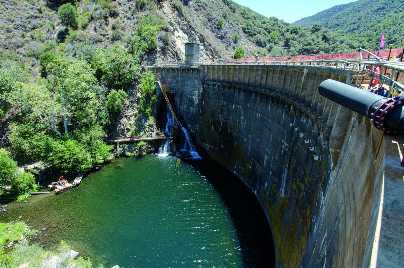 California's largest dam removal project is under way in Monterey County under the supervision of California Department of Water Resource's Division of Safety of Dams (DSOD). DSOD agreed with the plan to remove the 106-foot-high San Clemente Dam on the scenic Carmel River after a study determined the dam seismically unsafe. Photo taken July 14, 2015. Kelly M. Grow/ California Department of Water Resources