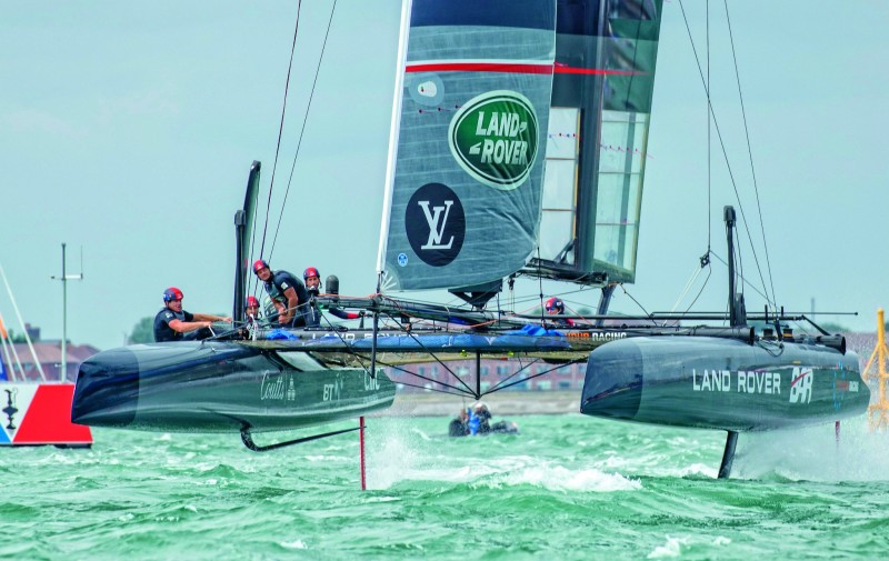 The Duke and Duchess of Cambridge watch Sir Ben Ainslie and team win Louis Vuitton America’s Cup World Series Portsmouth.